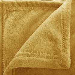 Avis Atmosphera Grand Plaid en flanelle uni - 230x180 - Ocre