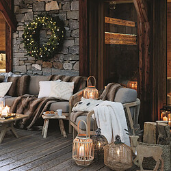 Atmosphera Plaid en imitiation fourrure à boucles en polyester - 230x180cm - Blanc ivoire