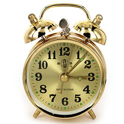 Réveil mécanique analogique en métal - Or
