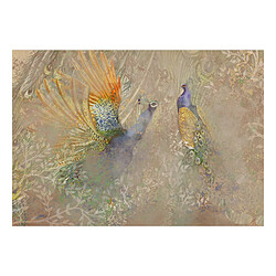 Artgeist Paons Dansant Papier peint mural - Multicolore - Style vintage - Résistant à l'eau - Installation simple