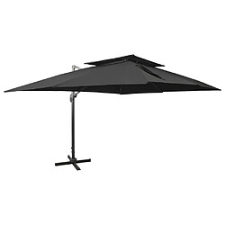 vidaXL Parasol double toit - Noir