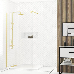AURLANE Paroi de douche 100 cm - Profilé Or Brossé