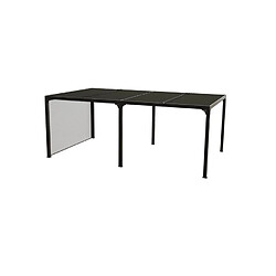 Pergola bioclimatique 360x598 avec rideau gris clair surf de protection 21,52 m2 - PER36R60BI - HABRITA