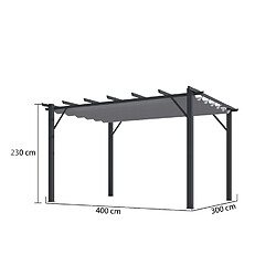 Pergola aluminium gris anthracite poteaux 10x10 cm - PER4030GG - HABRITA