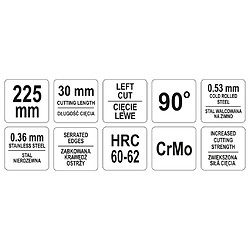 Yato Cisaille à étain Gauche 225 mm Rouge