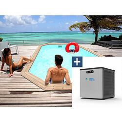 Habitat Et Jardin Piscine bois Cordoue - 3.48 x 2.15 x 1.18 m + Mini pompe à chaleur 3.5kW - Métal - Gris Piscine bois octogonale - 3,48x2,15x1,18 m - Mini pompe à chaleur 3.5kW