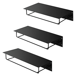 ML-Design Portemanteau mural avec étagère - Noir Portemanteaux mural - Métal - Dimensions 60 x 30 x 15 cm - 3x pack