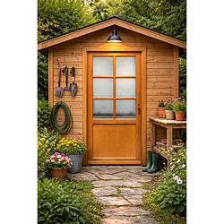 GD Porte de service Naxos 200x80 cm - Bois Porte de service en bois - Vitrage granite - Crémone 3 points - Seuil alu