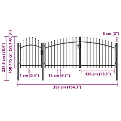 VIDAXL Portail de jardin acier noir 2,25 x 4 m pas cher