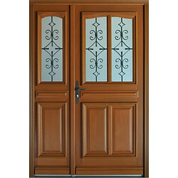 GD Vauban Porte d'entrée bois tiercée 215x140 cm
