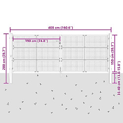 VIDAXL Portail de jardin acier anthracite 400x150 cm pas cher