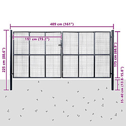 VIDAXL Portail en maille de jardin galvanisé 400x200 cm pas cher