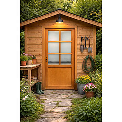 GD Porte de Service Bois Vitrée Naxos - 200x90 cm