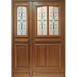 GD Vauban Porte d'entrée bois tiercée 215x140 cm