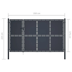 vidaXL Portail de jardin en acier 350 x 175 cm - Anthracite pas cher