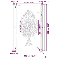 vidaXL Portail de jardin acier corten - 105x130 cm pas cher