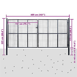 vidaXL Portail maille jardin - Acier galvanisé - 415 x 225 cm pas cher