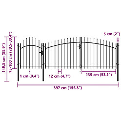 vidaXL Portail noir 1,5x4 m acier pas cher