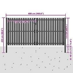 vidaXL Portail clôture jardin acier 4x2,25 m Anthracite pas cher