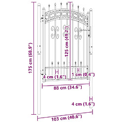 VIDAXL Portail de jardin sommet lance - Noir pas cher