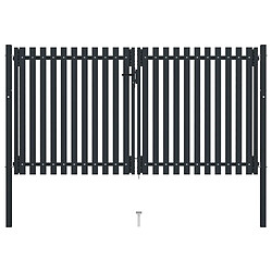 vidaXL Portail de clôture double porte 306x200 cm - Anthracite