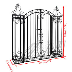 vidaXL Portillon de jardin fer forgé 122x134 cm pas cher