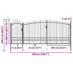 vidaXL Portail de jardin dessus lance 5x2,45m pas cher