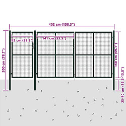 vidaXL Portail de jardin 400x150 cm - Vert pas cher