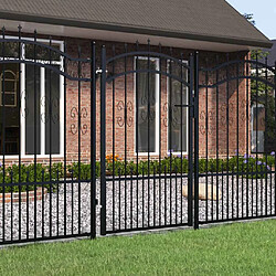 vidaXL Portail bois lance 103x200 cm - Noir Portail de clôture - Acier enduit poudre - Design arqué - Système verrouillage robuste