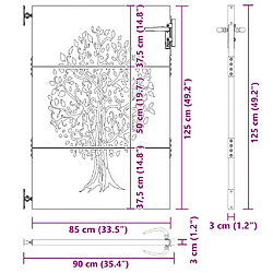 VIDAXL Portail de jardin acier corten - Design arbre pas cher