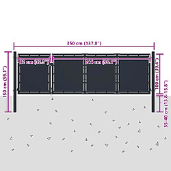 vidaXL Portail 350x100 cm Anthracite pas cher