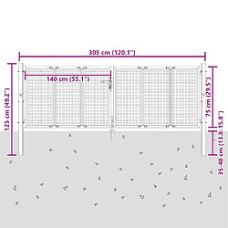 vidaXL Portail de jardin anthracite 300x125 cm pas cher