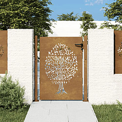 vidaXL Portail jardin 105x155 cm - Acier corten Portail de jardin - Découpe laser - Acier corten - Verrouillable - Base stable