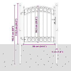 vidaXL Portail de clôture 100x125 cm - Haut arqué noir pas cher
