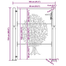 vidaXL Portail jardin 105x155 cm - Acier corten pas cher