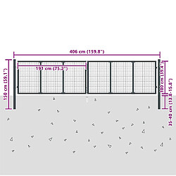 vidaXL Portail de jardin - Gris anthracite pas cher