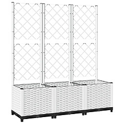 vidaXL Jardinière avec treillis - Blanc 120x40x136 cm