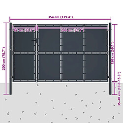 vidaXL Portail 350 x 150 cm Anthracite pas cher