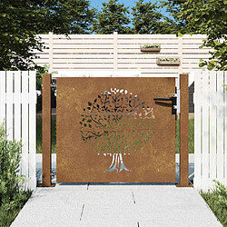 vidaXL Portail jardin corten 105x80 cm design arbre
