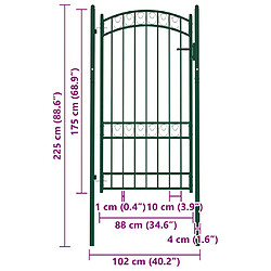 vidaXL Portail clôture dessus arqué 100x175 cm - Vert pas cher