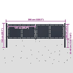 vidaXL Portail de jardin acier 300x100 cm anthracite pas cher