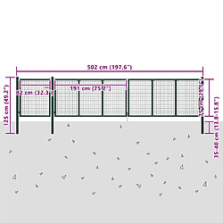 vidaXL Portail jardin Acier 500x75 cm - Vert pas cher