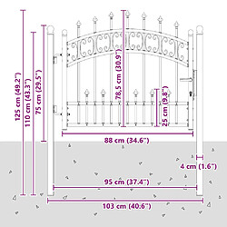 vidaXL Portail avec sommet de lance 103x120 cm Noir pas cher