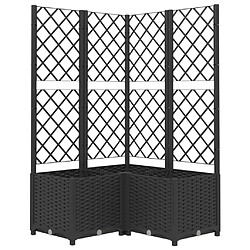 vidaXL Jardinière avec treillis - Noir - 80x80x136 cm - PP
