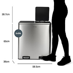 Les Collectors H.Koenig N°904 - Poubelle de Tri 60L Inox pas cher