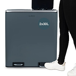 Les Collectors Poubelle de tri à pédale 2 x 30L, blue grey edition - N°906 pas cher
