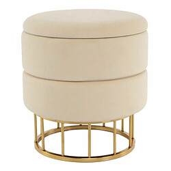 Paris prix Pouf-coffre rond en velours - Ivoire