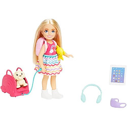 Barbie Poupée Chelsea voyage avec chiot Poupée mannequin Chelsea - Coffret voyage avec chiot et accessoires - Plastique - Dès 3 ans - Non interactif
