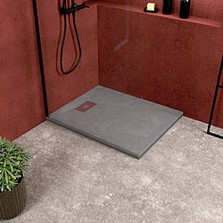 Aurlane Receveur de douche 70x90 Receveur Gris Résine SMC - Effet Pierre - Pente diamant - Résistant aux chocs