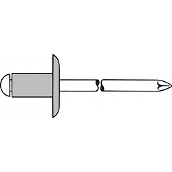 GESIPA Rivet Alu K14 5x16mm Rivet aveugle - Alu AlMg 3 - Tige acier galvanisé - Grosse tête